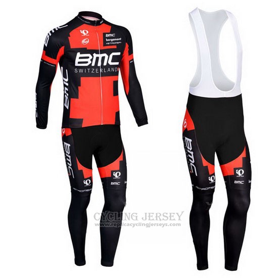 2013 Cycling Jersey BMC Black and Red Long Sleeve and Bib Tight